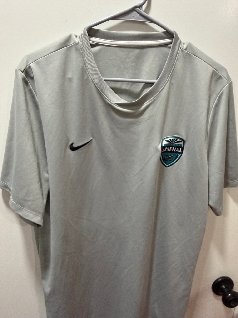 Nike Men's Light Gray Arsenal Training Jersey with Teal Crest